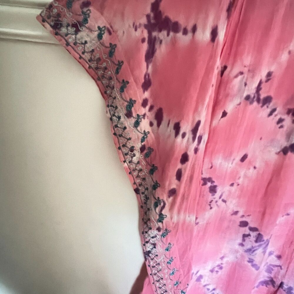Vintage Calypso St. Barth Maxi Dress M Tie Dye Angel Sleeve Boho Kaftan NWT - Picture 5 of 9